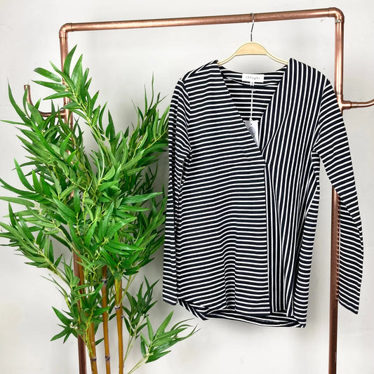 Claresta Stripe Wrap Front Top