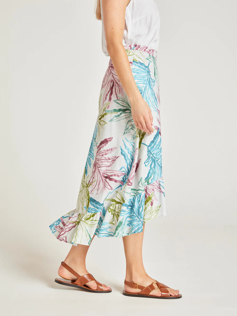 Leaf Print Hemp Skirt