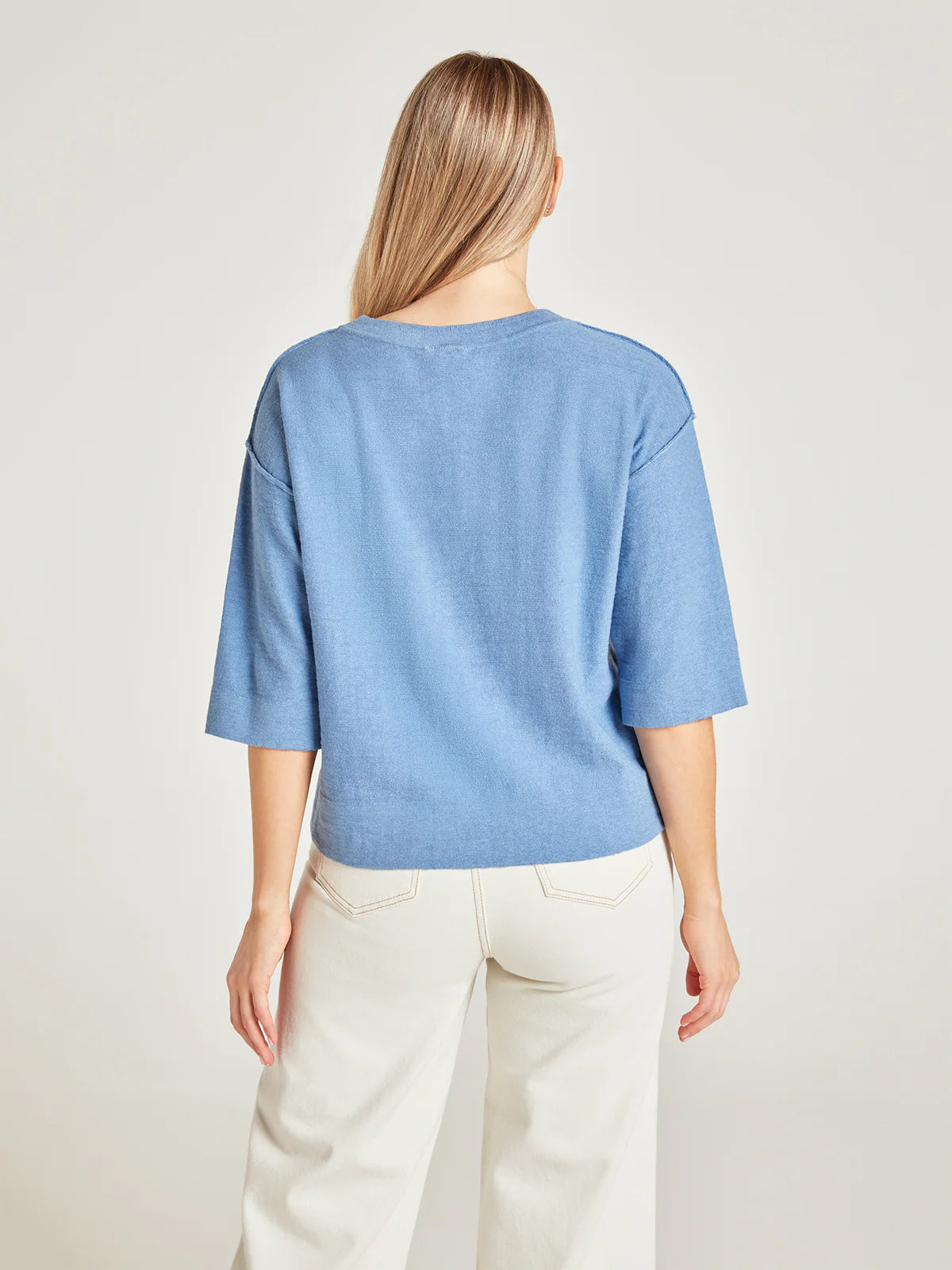 Organic Cotton/Wool Knit Tee - Denim Blue
