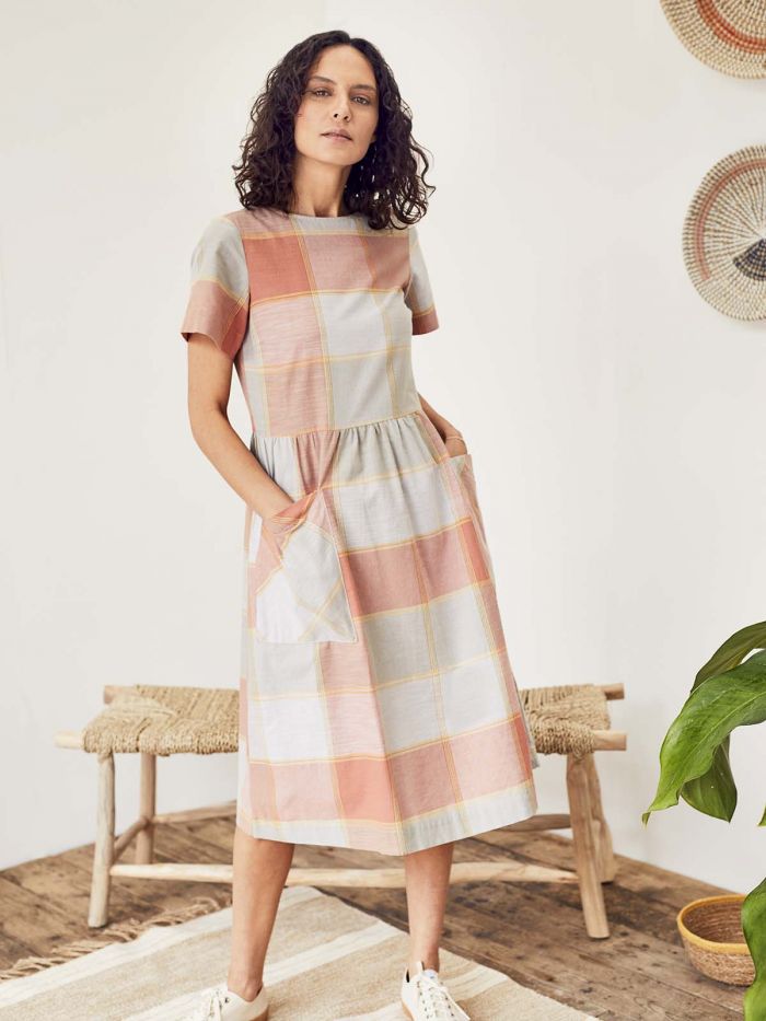 Alexa Organic Cotton Check Dress