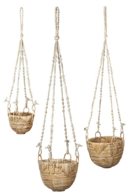 Cane/Jute Hanging Baskets SET OF 3 - Waterlily home